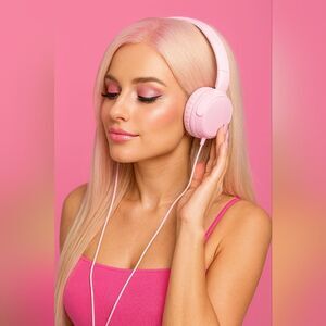 Onn Wired Headphones Powder Pink Music Ear Defenders Sound Block